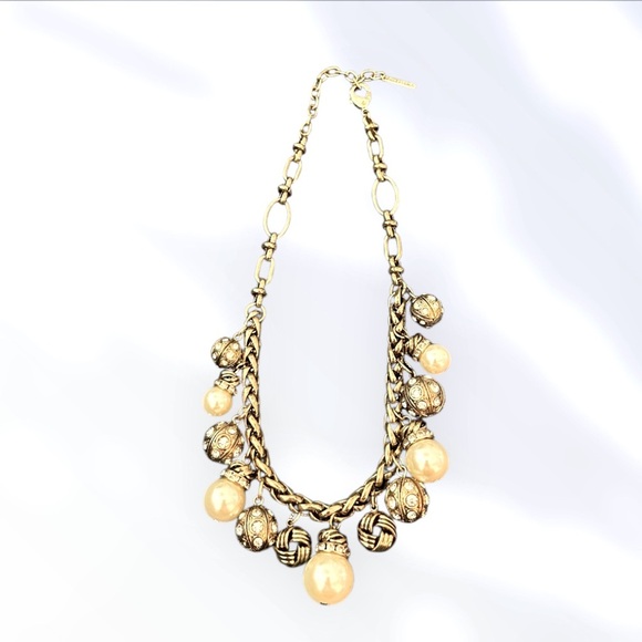 Anthropologie Gold and Cream Statement Necklace - Picture 1 of 2